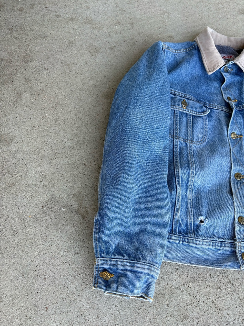 Vintage 80s/90s Lee Storm Rider Blanket Lined Denim Jacket Sz 44 - Picture 2 of 10